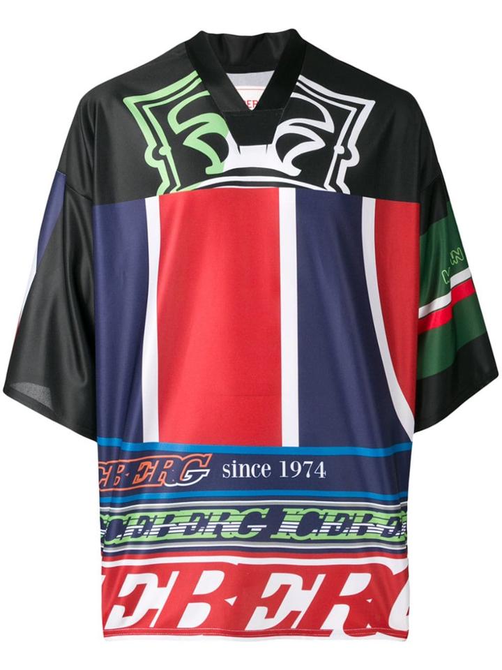 Iceberg Oversize Contrasting Panel T-shirt - Black