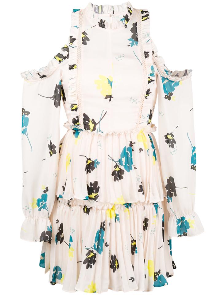 Self-portrait Pleated Printed Dress - Pink & Purple