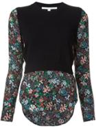 Veronica Beard 'mellow' Mixed Media Sweater Blouse, Women's, Size: Medium, Black, Silk/cashmere