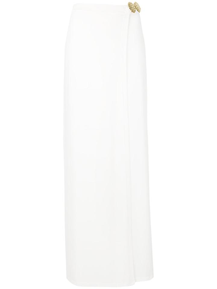 Elena Makri Buckle Embellished Wrap Skirt - White