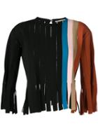 Marco De Vincenzo Stripe Fringe Detail Sweater, Women's, Size: 42, Black, Viscose/polyester