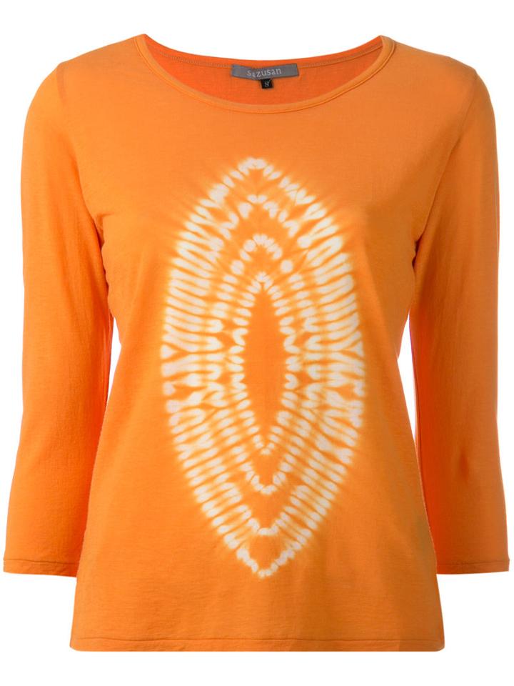 Suzusan - Printed T-shirt - Women - Cotton - M, Women's, Yellow/orange, Cotton