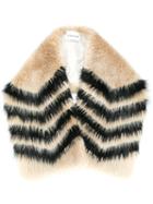 Moncler Striped Scarf, Women's, Nude/neutrals, Beaver Fur/polyester