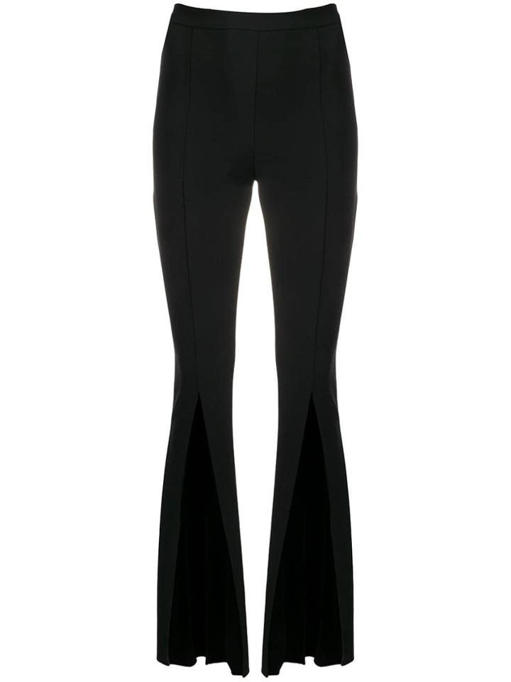 Patrizia Pepe Deep Slit Flared Trousers - Black
