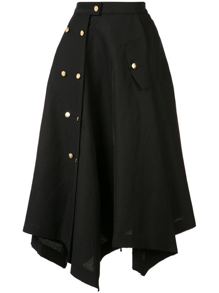 Loewe - Buttoned Skirt - Women - Linen/flax/viscose - 38, Black, Linen/flax/viscose