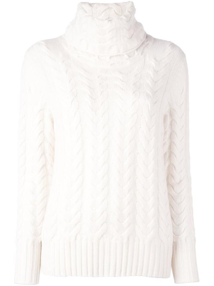 N.peal Cashmere Cable Chunky Pullover, Women's, Size: Large, White, Cashmere