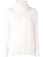 N.peal Cashmere Cable Chunky Pullover, Women's, Size: Large, White, Cashmere
