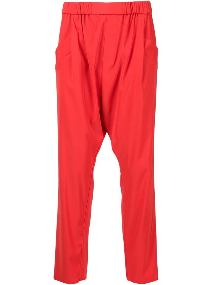 Baja East Drop-crotch Trousers, Adult Unisex, Size: 0, Red, Polyester/spandex/elastane