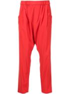 Baja East Drop-crotch Trousers, Adult Unisex, Size: 0, Red, Polyester/spandex/elastane