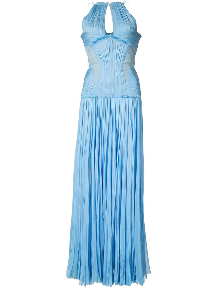 Pleated Gown - Women - Silk - 0, Blue, Silk, J. Mendel