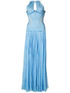 Pleated Gown - Women - Silk - 0, Blue, Silk, J. Mendel