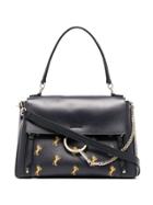 Chloé Blue And Yellow Faye Horse Embroidered Leather Shoulder Bag