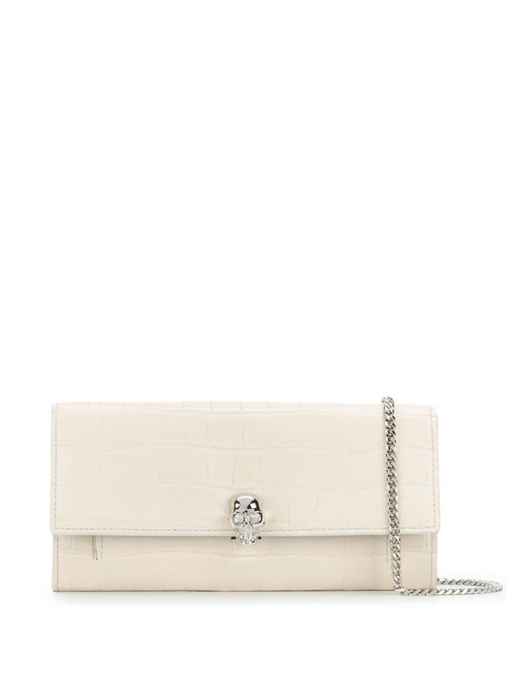 Alexander Mcqueen Skull Wallet In Chain - Neutrals
