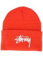Stussy Logo Folded Beanie, Men's, Yellow/orange, Acrylic