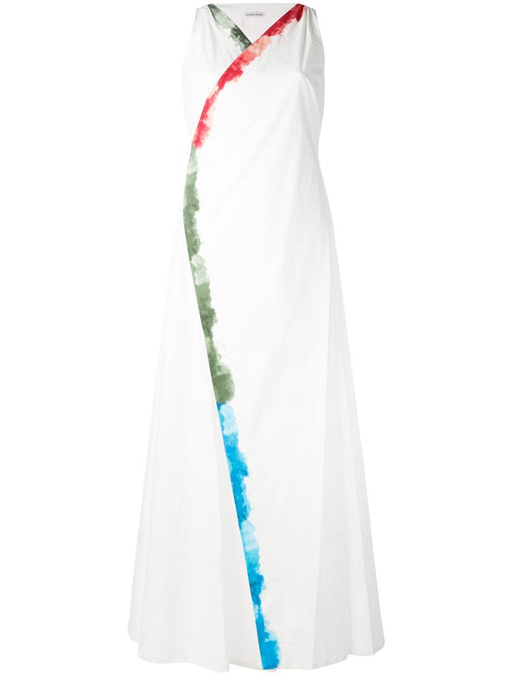 Tomas Maier - Dyed Trim Maxi Dress - Women - Cotton/spandex/elastane - 6, White, Cotton/spandex/elastane