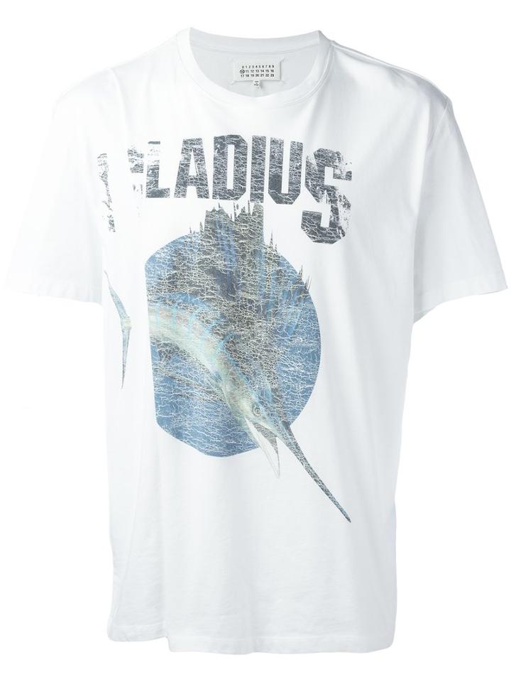 Maison Margiela Printed Paneled T-shirt, Men's, Size: 48, White, Cotton