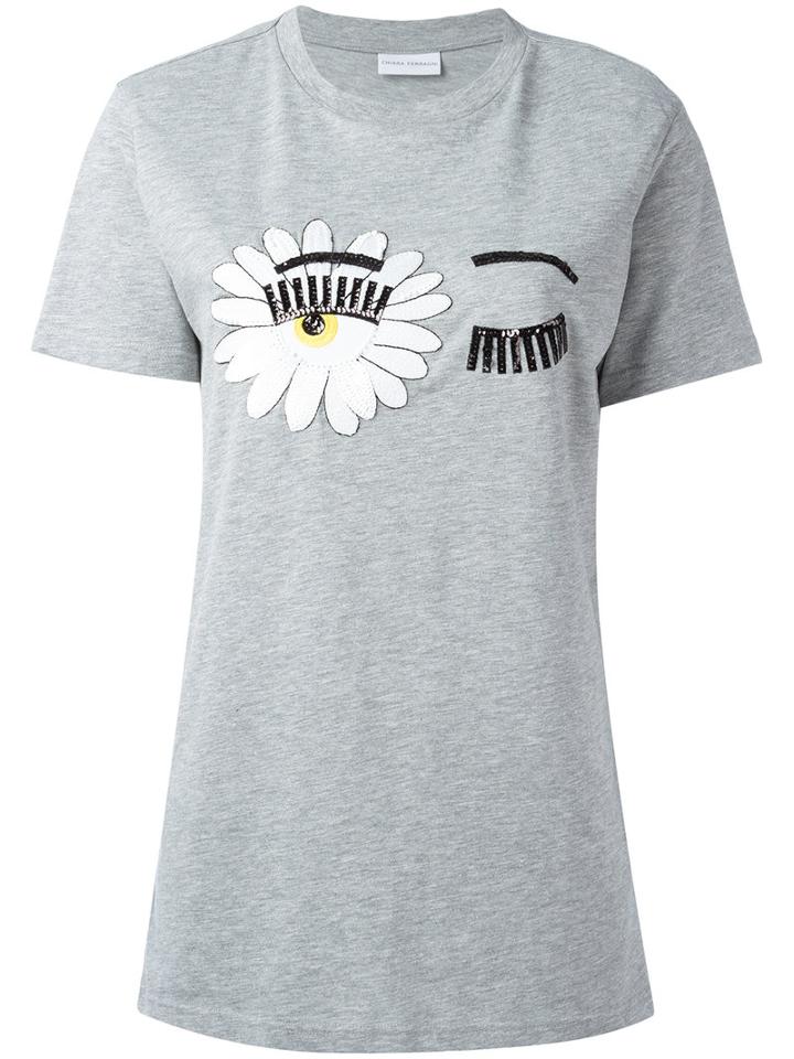 Chiara Ferragni Eye Print T-shirt, Women's, Size: Xs, Grey, Cotton/polyester