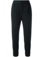 Brunello Cucinelli Pinstripe Cropped Trousers, Women's, Size: 42, Blue, Cashmere