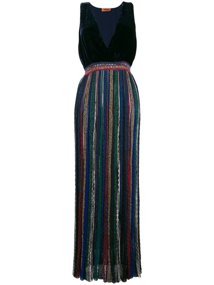 Missoni Plunge Long Dress - Blue