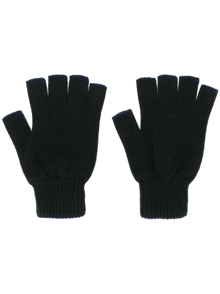 Pringle Of Scotland Fingerless Knitted Gloves - Blue