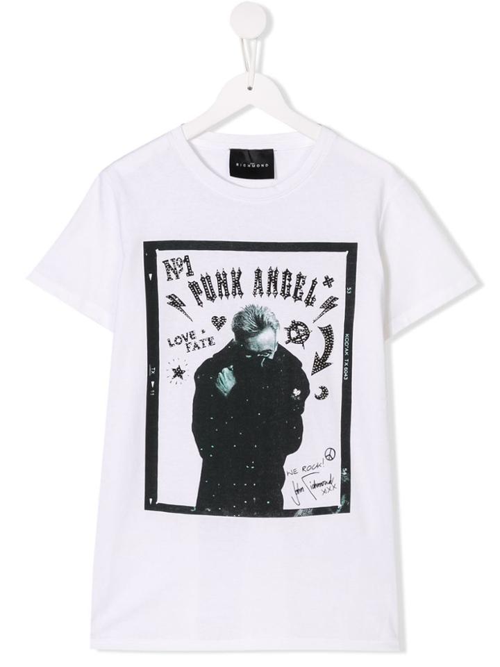 John Richmond Junior Teen Punk Angel Printed T-shirt - White