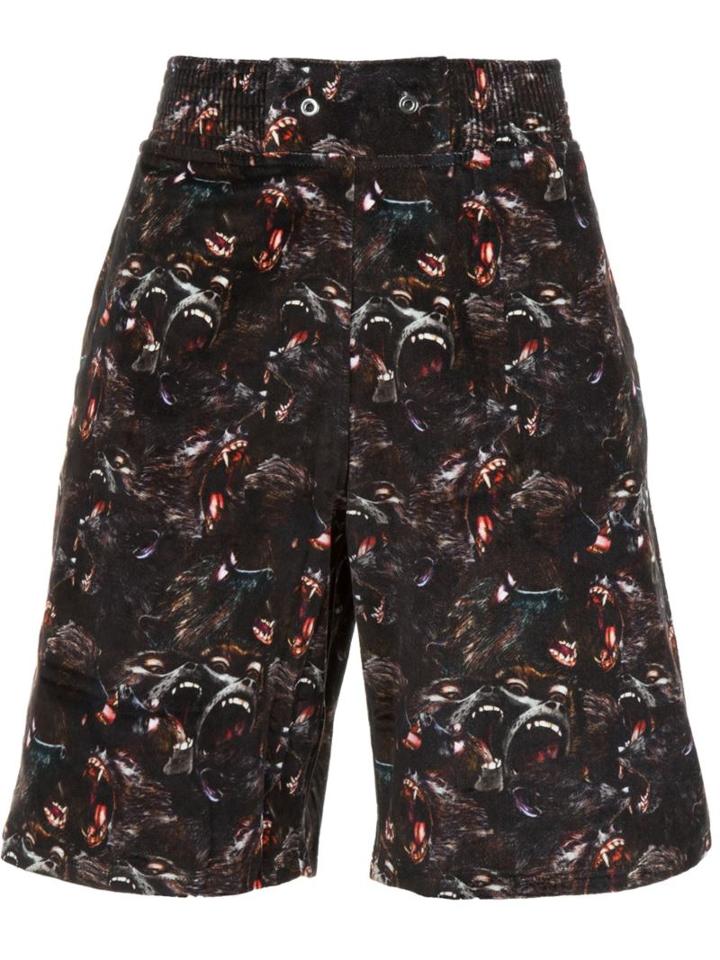 Givenchy Baboon Print Shorts, Men's, Size: Small, Black, Cotton