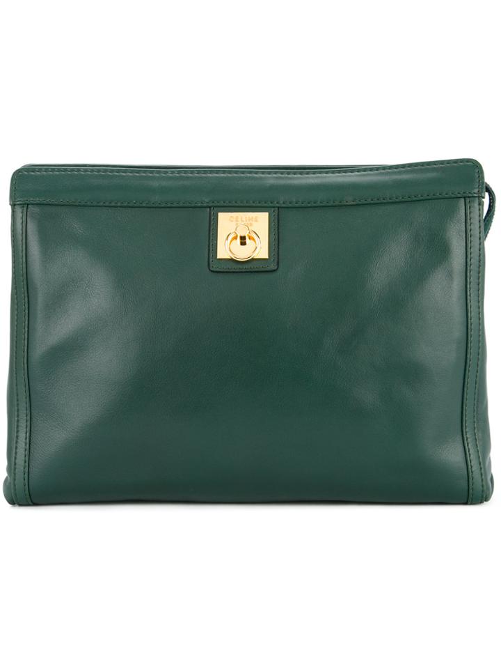 Céline Vintage Logos Zipped Pouch - Green