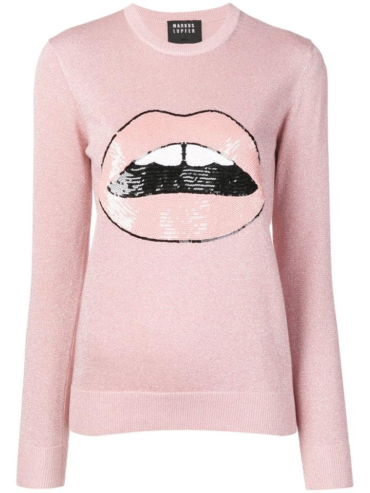 Markus Lupfer Mia Sequin Laura Lip Sweater - Pink