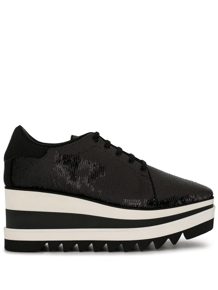 Stella Mccartney Elyse Sequinned Platform Shoes - Black