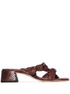 By Far Snake-effect Strappy Mules - Red