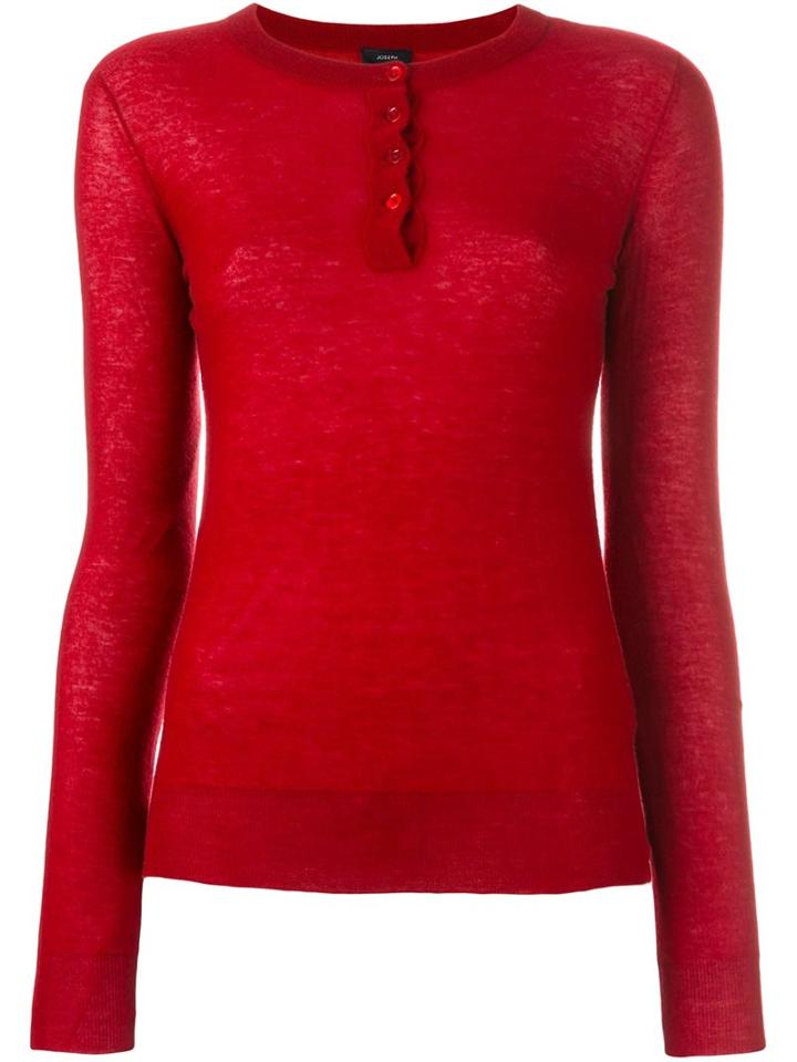 Joseph Henley Jumper, Women's, Size: Xl, Red, Cashmere