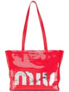 Miu Miu Logo Print Tote - Red