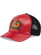 Gucci Gucci Print Leather Baseball Hat - Red