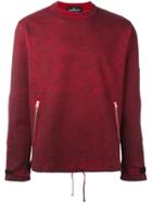 Stone Island Shadow Project Zipped Pockets Sweatshirt, Men's, Size: Medium, Red, Cotton/spandex/elastane