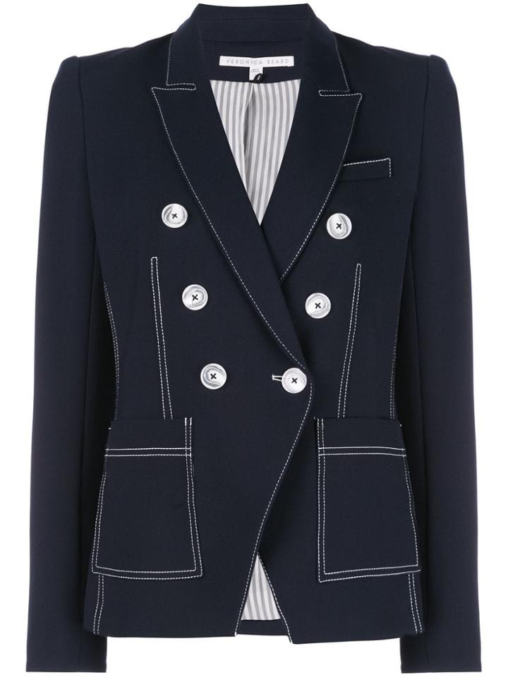 Veronica Beard Contrast Stitching Blazer - Blue