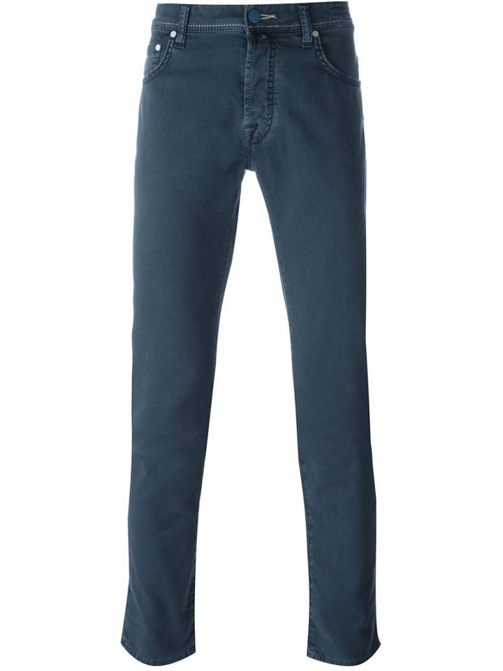 Jacob Cohen Slim Fit Trousers, Men's, Size: 35, Blue, Cotton/spandex/elastane