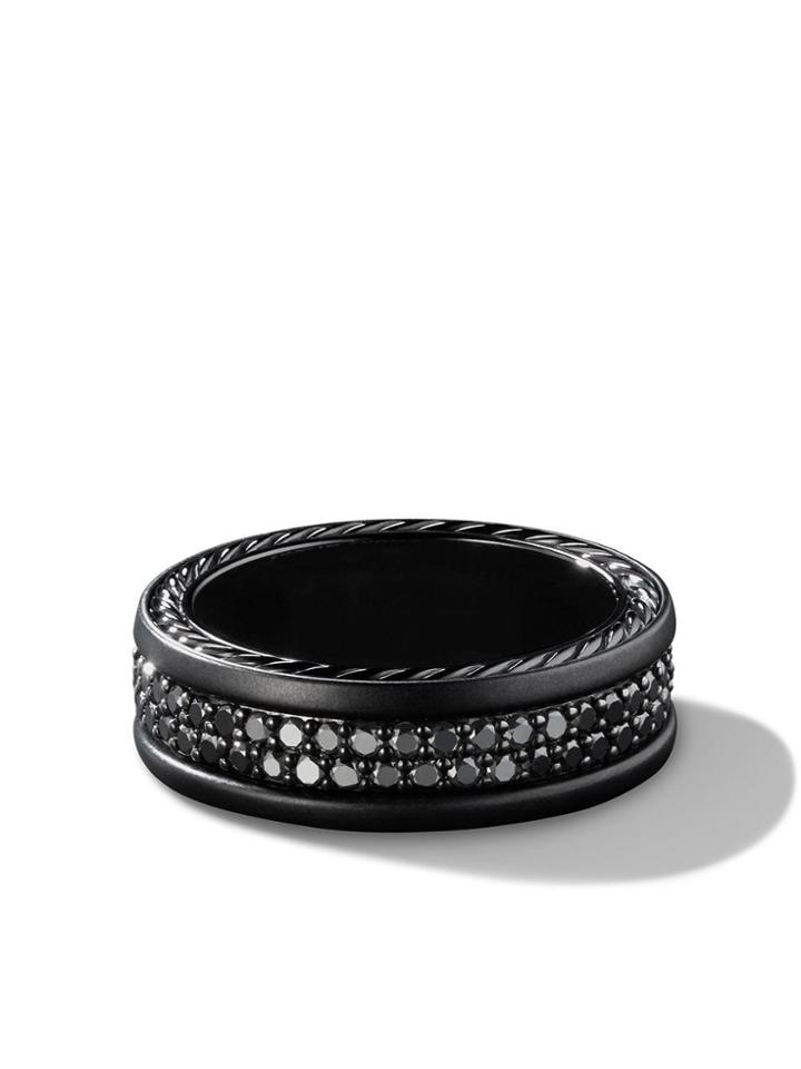David Yurman Streamline Two-row Black Diamond Band Ring - Tbabd