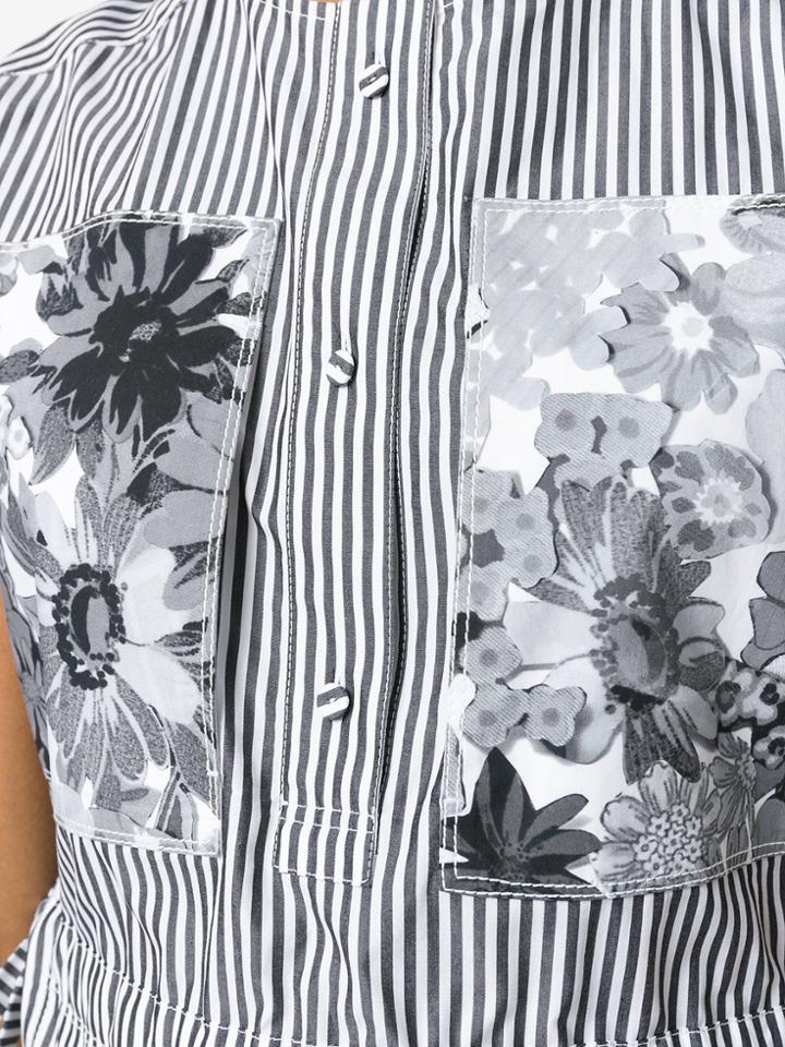 Ports 1961 Striped Floral Pocket Dress - Black