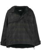 Represent Tartan Print Half-zip Jacket - Black