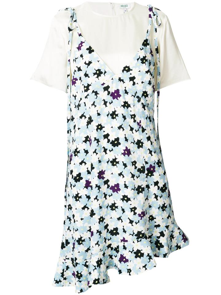 Kenzo Layered Floral Print Dress - Blue