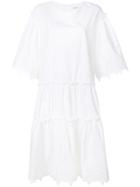 P.a.r.o.s.h. Star Embossed Tiered Dress - White