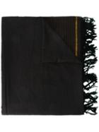 Uma Wang Frayed Scarf, Adult Unisex, Black, Cotton