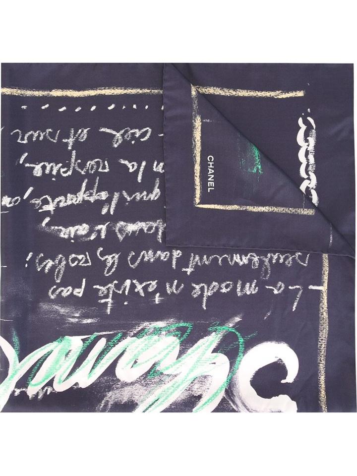 Chanel Vintage Printed Scarf, Women's, Blue