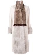 Lorena Antoniazzi Panelled Longline Coat - Nude & Neutrals