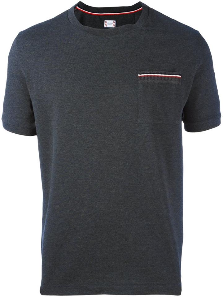 Moncler Gamme Bleu Arm Logo Patch T-shirt, Men's, Size: Small, Grey, Cotton