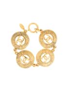Chanel Vintage Round Cut-out Cc Bracelet - Gold