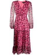 Saloni Leaf-print Silk Dress - Pink