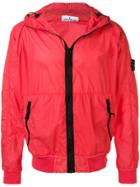 Stone Island Hooded Compass Badge Jacket - Red