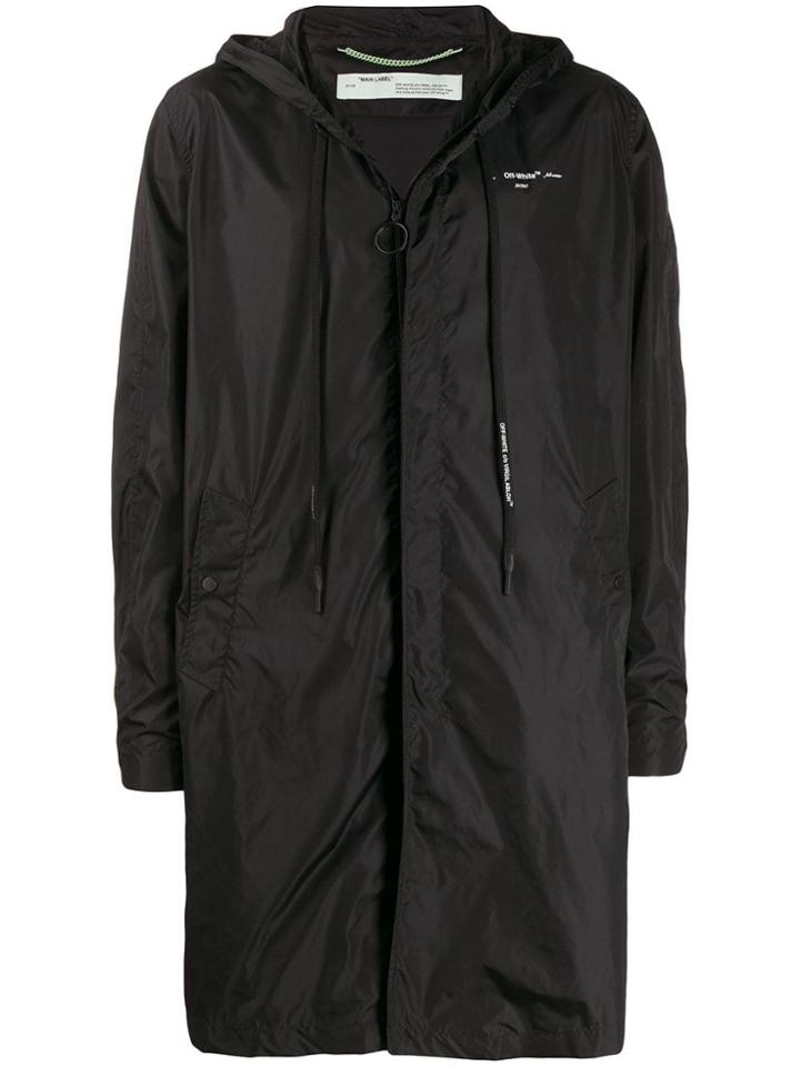 Off-white Lightweight Hooded Rain Coat - Black