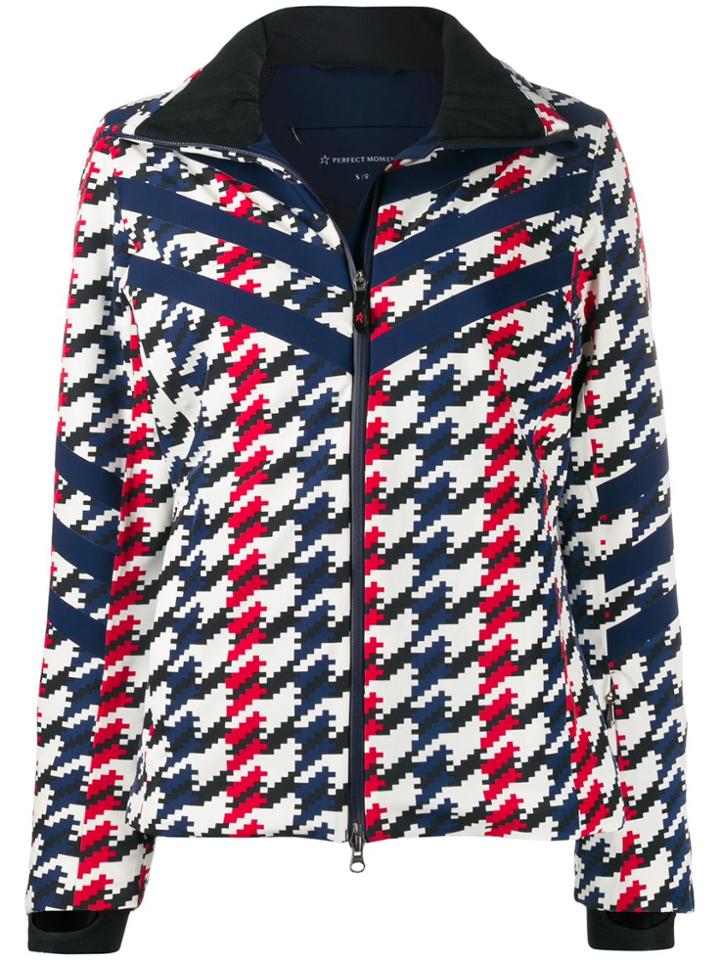 Perfect Moment Houndstooth Print Jacket - Blue